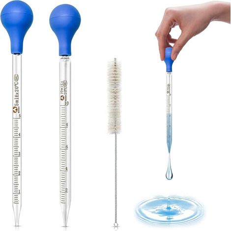 Pipettes en Verre, Pipette Graduée Compte-Gouttes Graduées Dropper pipettes Graduées Pipettes Verre Avec Brosse de Nettoyage, Pour Laboratoire recherche alimentaire école (1/5)
