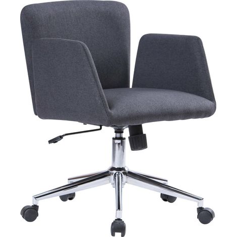 Sedia con ruote Assoro, Poltrona con braccioli, Seduta ergonomica da ufficio, 54x55h65/84 cm, Grigio