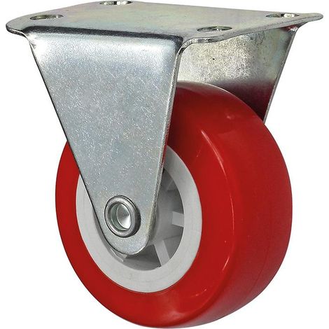 RUOTA PVC ROSSA mm.40 C/PIASTRA FISSA