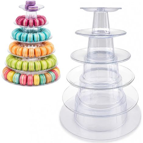 Présentoir rond à 6 étages pour macarons - Présentoir à cupcakes - Grand (1/5)