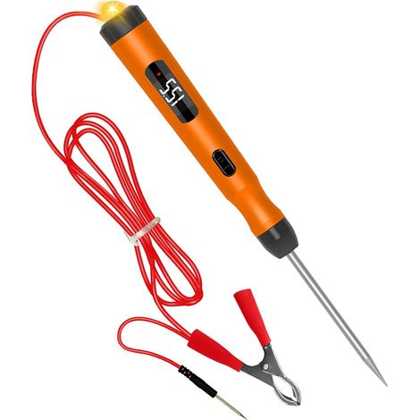 Testeur de circuit automobile, testeur de tension CC 6 V/12 V/24 V avec affichage LED numérique, testeur électrique automobile avec lampe témoin, outil stylo testeur de circuit automobile-AquaForge