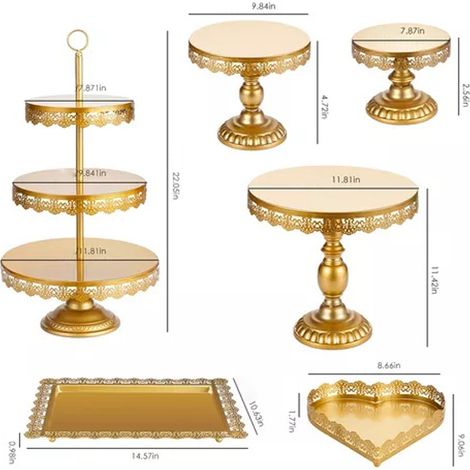 Support à gâteaux en métal, 7 pièces, support à cupcakes, plateau de service, tour d'exposition pour fête de mariage, anniversaire, célébration (1/5)