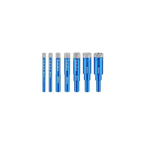 Forets Diamantés, 7 Pcs Foret Diamant Jeu de forets pour carrelage Foret à métaux 5/6/8/10/12/14/16mm Ouvre-trou Forets Mèches diamant pour Carrelage Céramique Grès Cérame Tuiles Verre Pierr