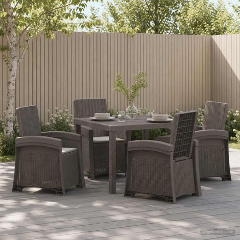 vidaXL Conjunto de Comedor de Jardín 5 uds. Gris Claro PP (1/5)