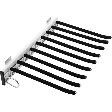HAUTOUR Cintre à pantalons, en acier inoxydable, 9 barres, extensible, avec flocage antidérapant, porte-pantalon extractible pour penderie, armoire (gauche)