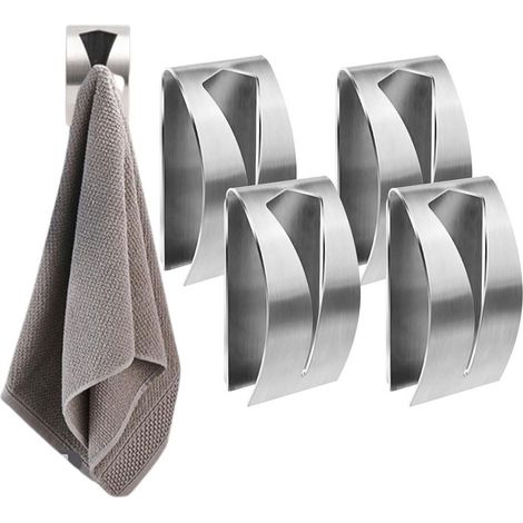 4er Set Handtuchhaken aus Edelstahl – Selbstklebende Wandhaken für Bad und Küche, Ohne Bohren (1/5)