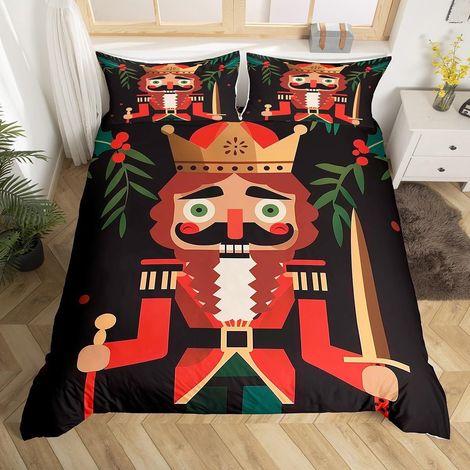 Housse de Couette Enfant Noël Casse-Noisette, Parure de Lit 240 x 260 Adulte Noël pour Filles Garçons, Sets de Housses de Couettes Joyeux Noël, Couvre Lit Arbre de Noël, 3 Pièces - 240x260cm + 2 Taies (1/5)
