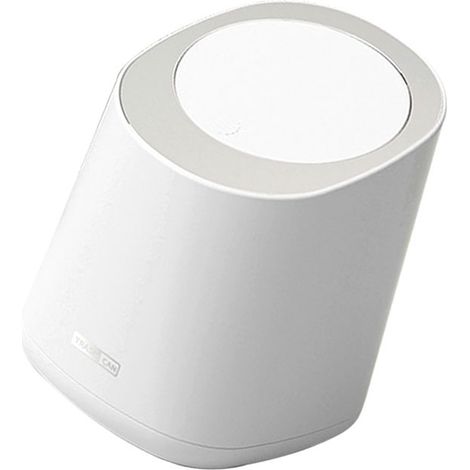 Mini-Schreibtisch-Abfalleimer mit Schnappdeckel – Weiß/Elfenbeinfarbener Kunststoff – Mini-Schreibtisch-Mülleimer, 350 g Fassungsvermögen, Abmessungen 13 x 14,7 x 17 cm (1/5)