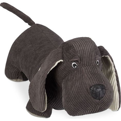 Fermaporta decorativo di design a forma di cane 30 x 15 x 10 cm uso versatile atmosfera accogliente in tessuto grigio 130010716
