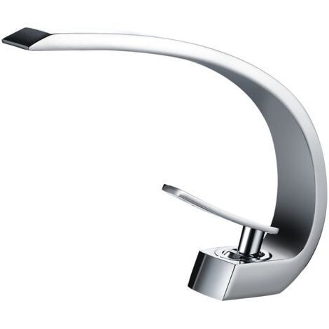 Pair Robinet de lavabo monotrou en laiton massif avec cartouche céramique, pour lavabo encastré, couleur argenté (1/2)
