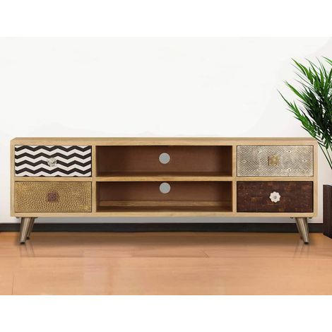 247340 vidaXL TV Cabinet 120x30x40 cm Solid Mango Wood (1/5)