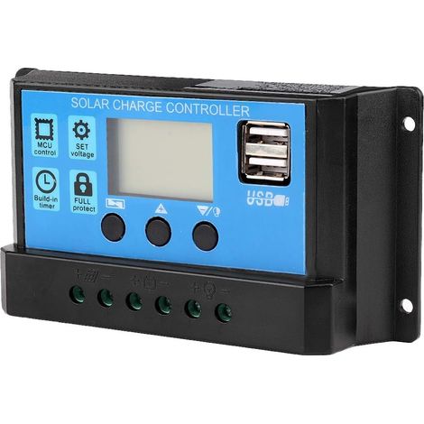 Contrôleur de solaire, 60A/50A/40A/30A/20A/10A 12V 24V ABS Contrôleur de solaire automatique Contrôleur PWM(60A) (1/5)