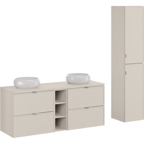 Ensemble meuble double vasque à poser 140 cm + 3 éléments - Sublima Cashmere - Livraison gratuite