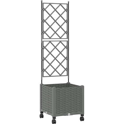Maison Exclusive - Vaso da giardino con grigliato e ruote Grigio Chiaro PP (1/5)