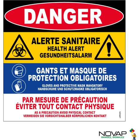 Panneau Danger alerte sanitaire - 480x480mm - 4012049
