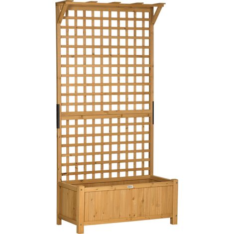 Jardinière surélevée en bois avec treillis intégré, dimensions 90 x 45 x 183 cm, idéale pour jardin, balcon ou terrasse, convient aux plantes grimpantes, aux paniers suspendus et aux fleurs (1/5)