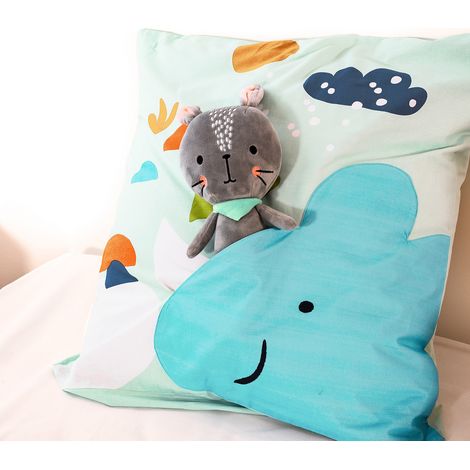 Biancheria da letto in cotone reversibile stampata con dinosauri per un letto singolo 140 cm (1/5)