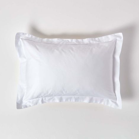 HOMESCAPES White Organic Cotton Oxford Pillowcase 400 Thread Count - White (1/4)