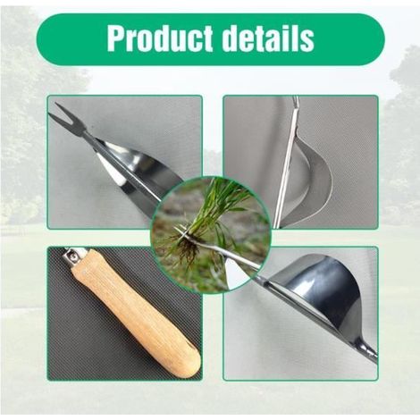 Désherbeur Manuel - Acier Inoxydable - Poignée Ergonomique - Design en V - Outil de Jardinage (1/2)