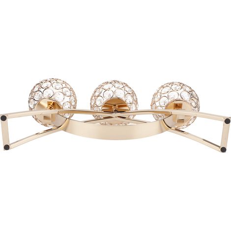 Bougeoir à trois bras en fer forgé, style classique européen, avec boule de cristal et arche, pour un dîner romantique aux chandelles (doré) (1/5)