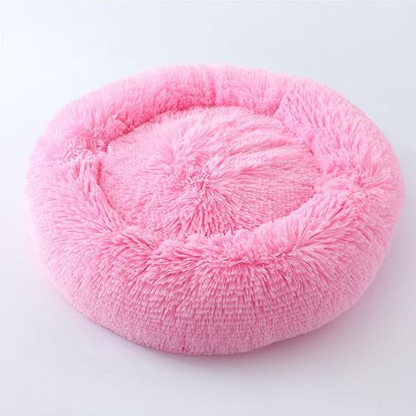 couleur Rose 40cm Couchage Panier Chien Chat Corbeille, Coussin Rond Hiver Chaud En Peluche Lit Animal