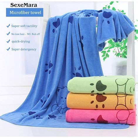 Serviette microfibre pour chien à séchage rapide, très absorbante, douce et confortable, pour chien et chiot après le bain (1/5)