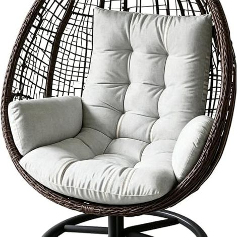 Coussin pour fauteuil suspendu - Coussin de jardin - 120 x 60 cm - Coussin d'assise pour balancelle suspendue - Panier suspendu - Lavable - Coussin épais pour chaise suspendue (gris clair) (1/5)