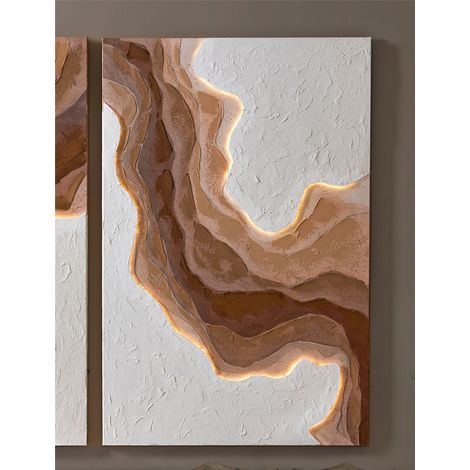 Oleo Abstr. Ondul. Sinuosa T. Tierra Dif. Texturas C/2 Tiras Led 80X120 Cms. 80X3X120 Cms (1/4)