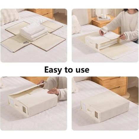 Organisateur De Draps - Tissu Non Tissé - Fermeture Éclair Double Sens - Fenêtre De Visualisation - 38 X 32 X 11 5 Cm - 2 Pièces (1/5)