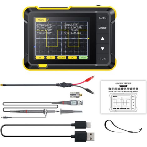 Oscilloscope portable FNIRSI DSO 152, signal analogique et numérique, bande passante de 200 kHz, fréquence d'échantillonnage de 2,5 MS/s (1/5)