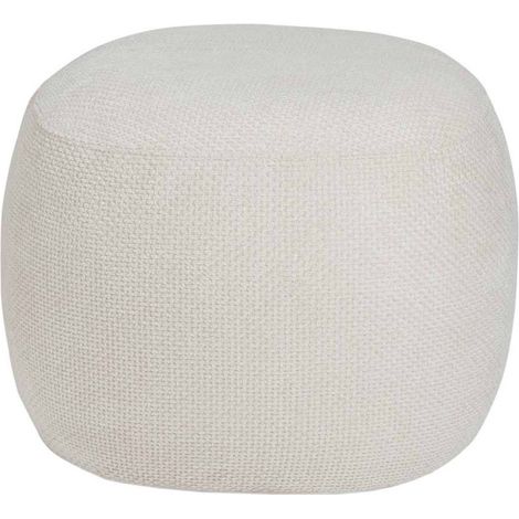 Pouf blanc design en tissu polyester pour salon cosy - blanc naturel texturé (1/5)