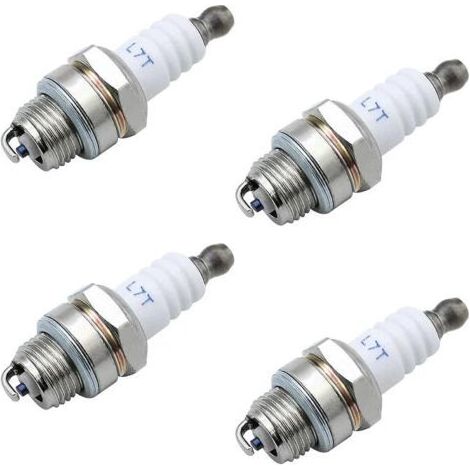 Lot de 4 bougies dallumage L7T pour moteurs 2 temps- compatibles avec les débroussailleuses, tondeuses à gazon, coupe-haies, motoculteurs et tronçonneuses (1/5)