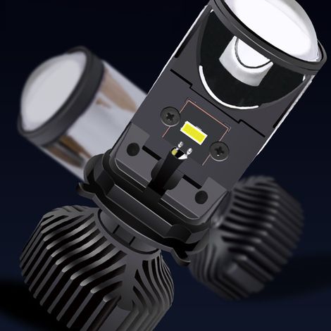 Projecteur LED Moto H4 Y7D, ampoule haute luminosité œil de poisson, kit aluminium 12-24V, feux de route/croisement, double puissance, compatible universel (1/5)