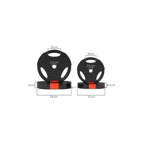 Lot de 4 poids d'haltères, 2 x 5 kg/10kg poids, set de disques d'haltère, disques de lestage pour barre d'haltère 2,5 cm, alésage Ø 30 mm, noir (1/5)