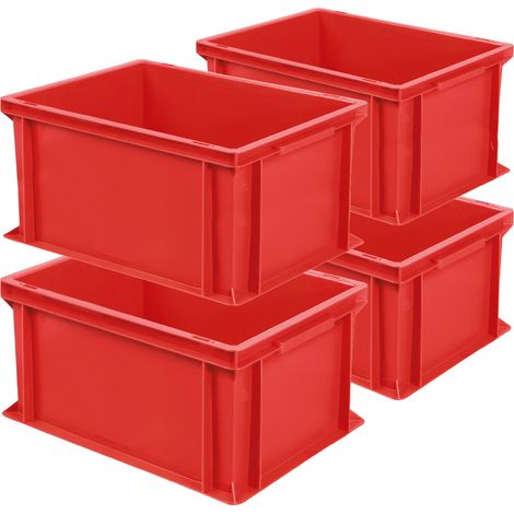 BRB 4 récipients Euro avec 2 poignées, 400 x 300 x 220 mm, 21 l, rouge