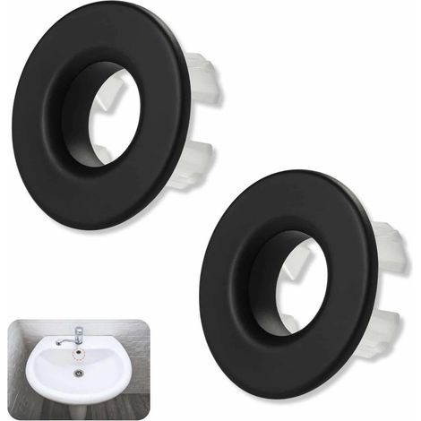 2 - Anneau De Trop-Plein - Cuivre - Finition Noir Mat Pour Évier Salle De Bain Et Cuisine Lavabo Céramique Marbre 30x2,4cm (1/5)