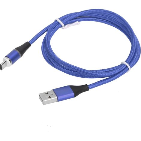 Câble magnétique 5A tressé nylon 3-en-1 pour iPhone et Android (Type C/Micro USB) - Charge rapide - Bleu (1/5)