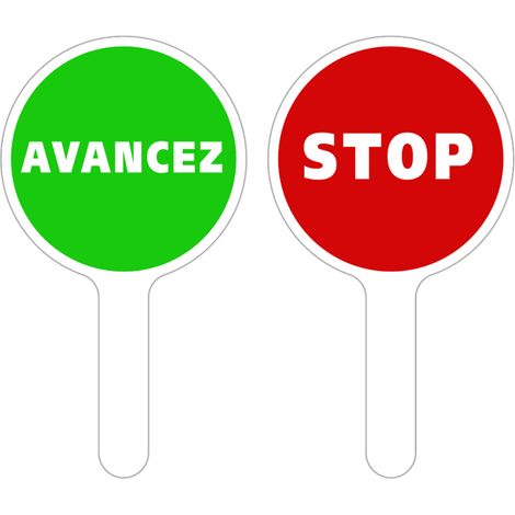 RAQUETTE DE SIGNALISATION. PALETTE DE SIGNALISATION. PANNEAU SIGNALISATION AIDE AU TRAFIC. PANNEAU K10. PANNEAU A MAIN CIRCULATION. - Avancez / Stop
