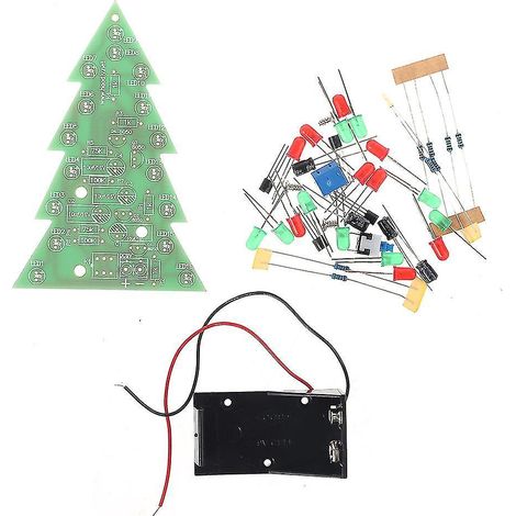 Kit de bricolage pour sapin de Noël avec guirlande lumineuse LED clignotante rouge et verte, circuit imprimé LED. (1/4)