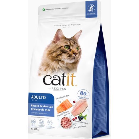 Pienso para gatos con estómago sensible Catit Recipes - Receta de Aves con Pescado de Mar para ADULTO