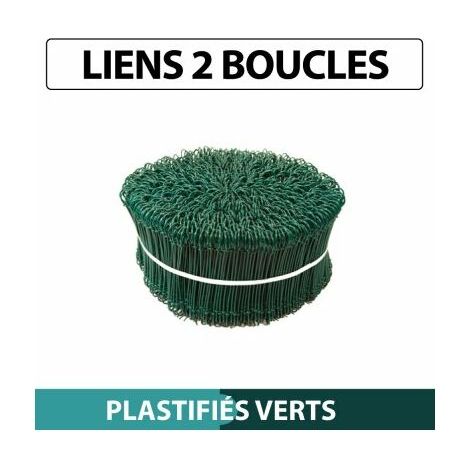 Cloture & Jardin – Liens 2 boucles plastifiés vert – Botte de 1000 liens – Longueur 12cm – Résistants pour agriculture et floriculture (1/3)