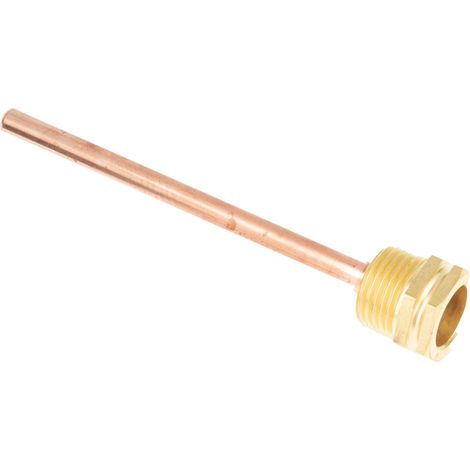 tecuro Tauchhülse G 1/2 Zoll, Länge 150 mm x Ø 7,0 mm, Messinggewinde mit angelöteter Küpferhülse (1/5)