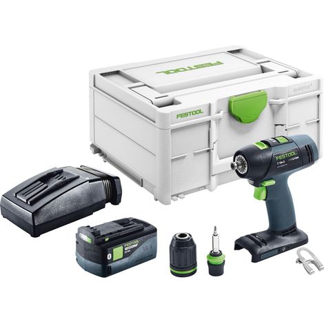 Perceuse-visseuse sans fil Festool T 18+3-Basic 18 V 50 Nm Brushless + 1 batterie 5,0 Ah + chargeur + Systainer