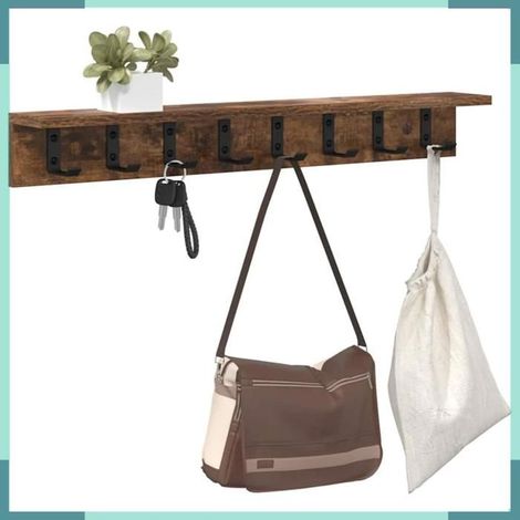 874367 Porte-manteau mural Chêne fumé 80 x 10,5 x 10,5 cm (1/5)