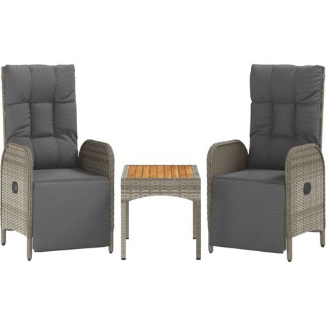 Maison Exclusive - Garten-Relaxstühle 2 Stk. mit Tisch Grau Poly