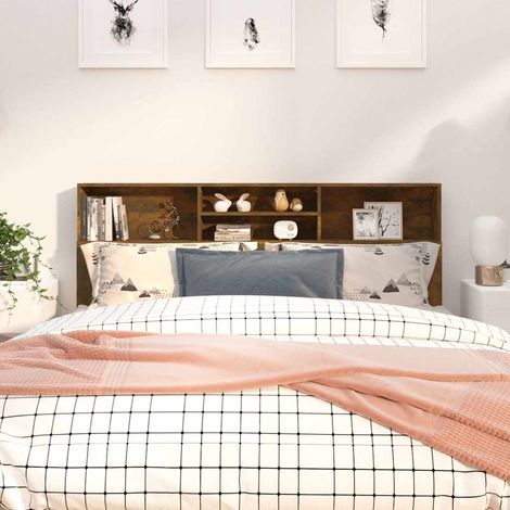 vidaXL Mueble cabecero color roble ahumado 180x19x103,5 cm (1/5)