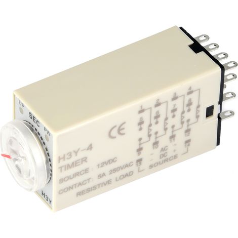 Relais temporisé H3Y-4 avec commande par pointeur, temporisateur de mise sous tension, 14 broches, 12 V CC (60 s) (1/5)