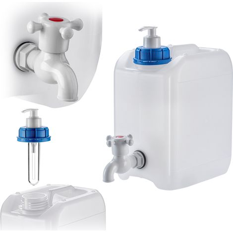 KADAX Wasserkanister mit Ablasshahn, Wasserauslauf und Seifenspender, 5L (1/5)