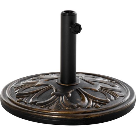 Pied de parasol Outsunny 13 kg, compatible avec les mâts de parasol de 35 mm, 38 mm et 48 mm de diamètre, pour jardin et balcon, finition bronze antique (1/5)