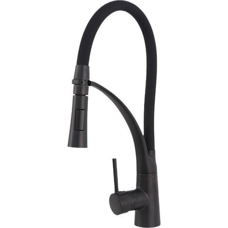 Kitchen sink faucet, zinc alloy kitchen faucet, includes 2 G3/8 inlet pipes, 360° rotation (black). (1/5)